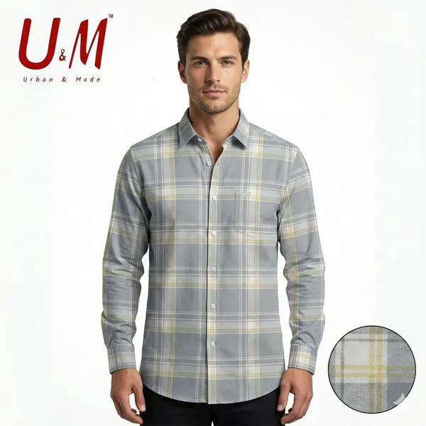 Grey_Oxford_Cotton_Premium_Full_Sleeve_Checks_Shirt_For_Men