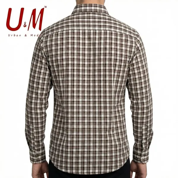 Brown_Poplin_Cotton_Premium_Full_Sleeve_Checks_Shirt_For_Men