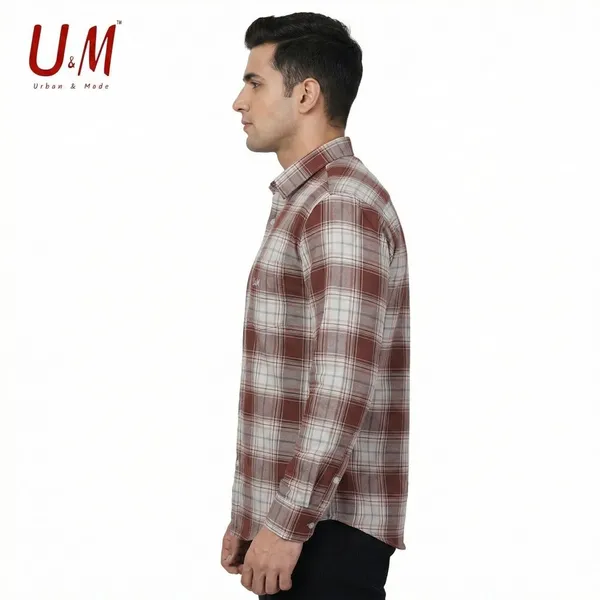 Reddish_Brown_Oxford_Cotton_Premium_Full_Sleeve_Checks_Shirt_For_Men