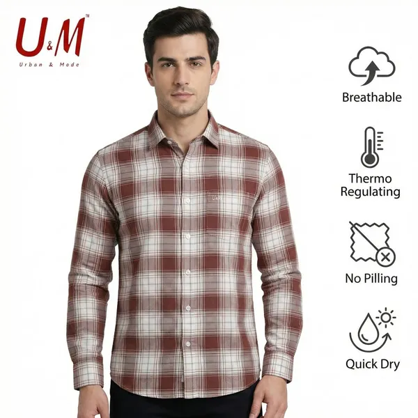 Reddish_Brown_Oxford_Cotton_Premium_Full_Sleeve_Checks_Shirt_For_Men