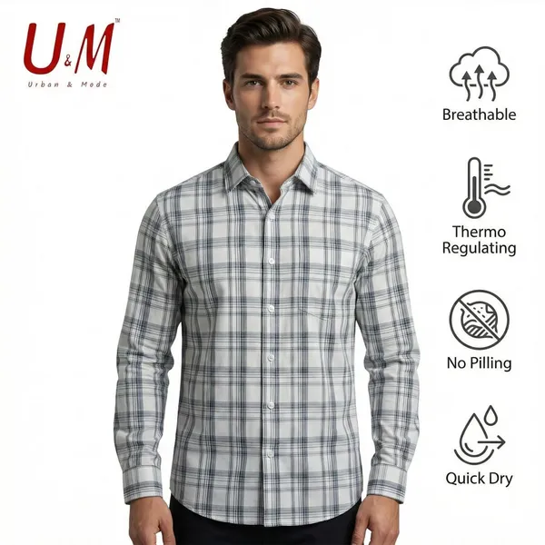 White_And_Grey_Oxford_Cotton_Premium_Full_Sleeve_Checks_Shirt_For_Men