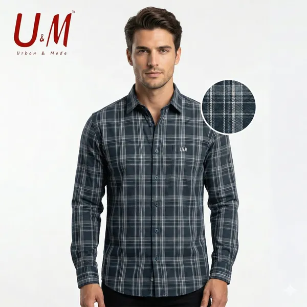 Dark_Grey_Oxford_Cotton_Premium_Full_Sleeve_Checks_Shirt_For_Men