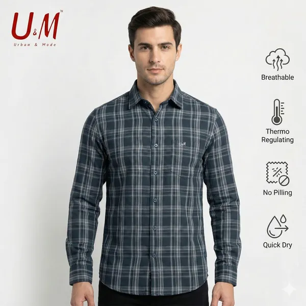 Dark_Grey_Oxford_Cotton_Premium_Full_Sleeve_Checks_Shirt_For_Men