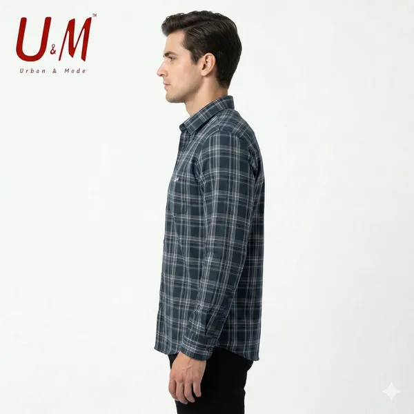 Dark_Grey_Oxford_Cotton_Premium_Full_Sleeve_Checks_Shirt_For_Men