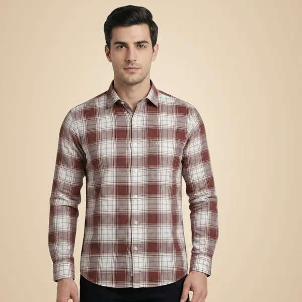 Reddish_Brown_Oxford_Cotton_Premium_Full_Sleeve_Checks_Shirt_For_Men