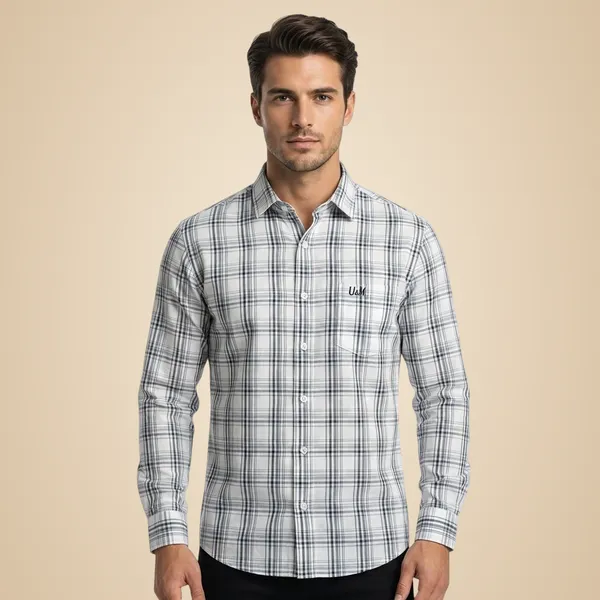 White_Oxford_Cotton_Premium_Full_Sleeve_Checks_Shirt_For_Men