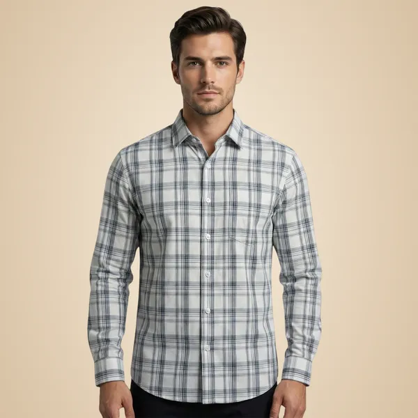 White_And_Grey_Oxford_Cotton_Premium_Full_Sleeve_Checks_Shirt_For_Men