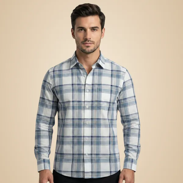 White_And_Steel_Blue_Oxford_Cotton_Premium_Full_Sleeve_Checks_Shirt_For_Men