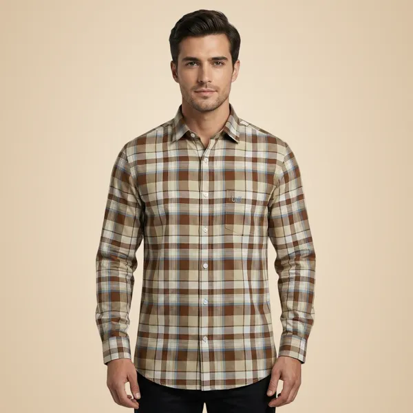 Brown_Beige_Oxford_Cotton_Premium_Full_Sleeve_Checks_Shirt_For_Men