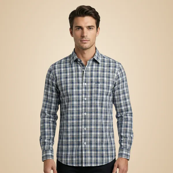 Blue_Poplin_Cotton_Premium_Full_Sleeve_Checks_Shirt_For_Men