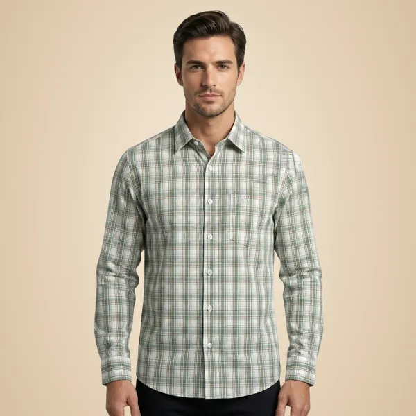 Light_Green_Poplin_Cotton_Premium_Full_Sleeve_Checks_Shirt_For_Men
