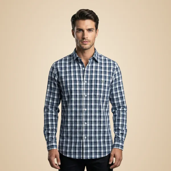 Navy_Blue_Poplin_Cotton_Premium_Full_Sleeve_Checks_Shirt_For_Men