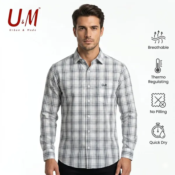 White_Oxford_Cotton_Premium_Full_Sleeve_Checks_Shirt_For_Men