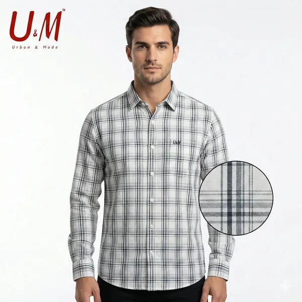 White_Oxford_Cotton_Premium_Full_Sleeve_Checks_Shirt_For_Men