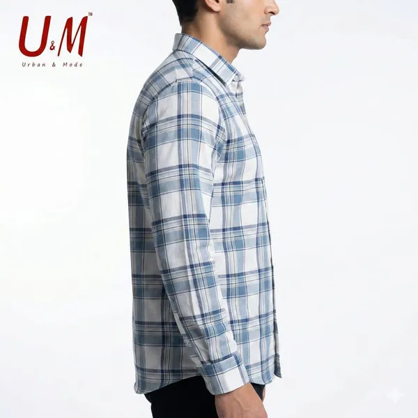 White_And_Steel_Blue_Oxford_Cotton_Premium_Full_Sleeve_Checks_Shirt_For_Men