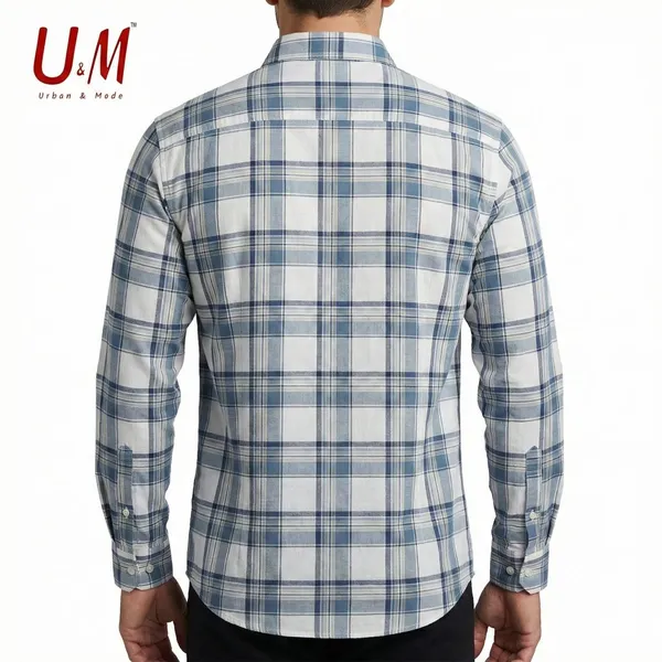 White_And_Steel_Blue_Oxford_Cotton_Premium_Full_Sleeve_Checks_Shirt_For_Men