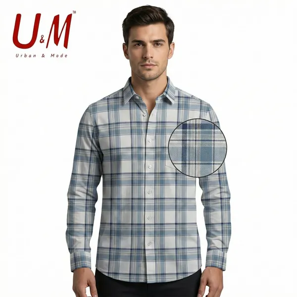 White_And_Steel_Blue_Oxford_Cotton_Premium_Full_Sleeve_Checks_Shirt_For_Men