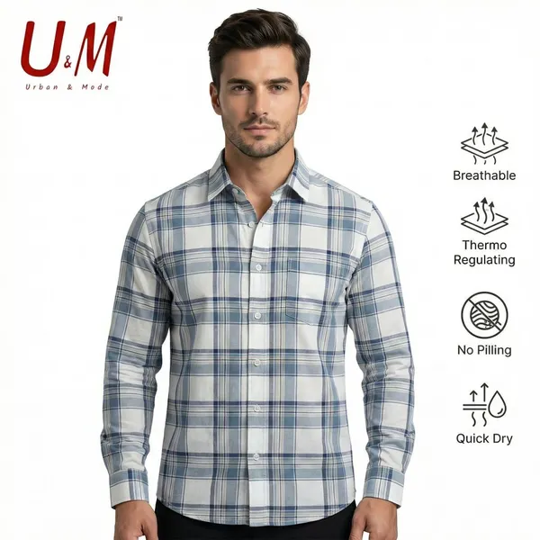 White_And_Steel_Blue_Oxford_Cotton_Premium_Full_Sleeve_Checks_Shirt_For_Men
