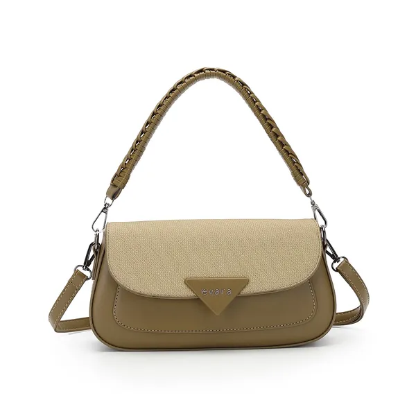 Olive_Textured_Flap_Baguette_Handbag_for_Women
