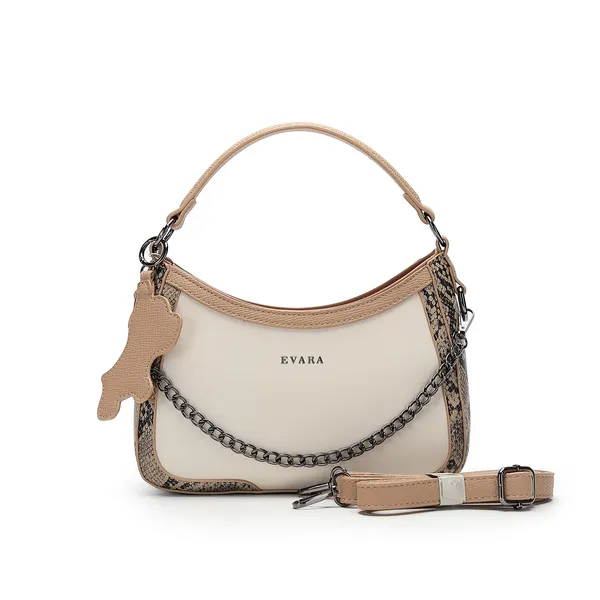 Cream_Snake_Print_Chain_Strap_Handbag_for_Women