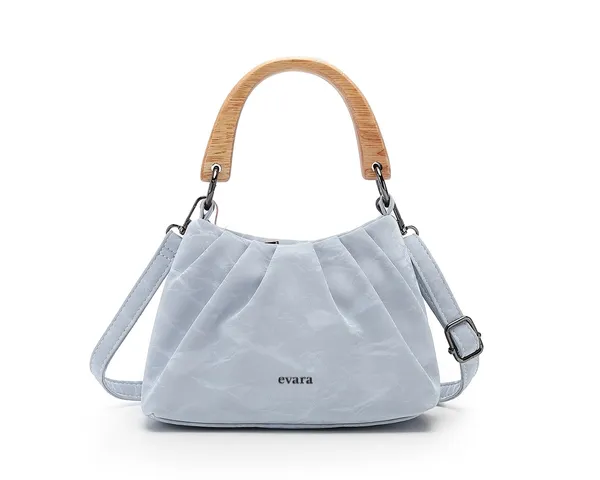 Grey_Ruched_Wooden_Handle_Handbag_for_Women