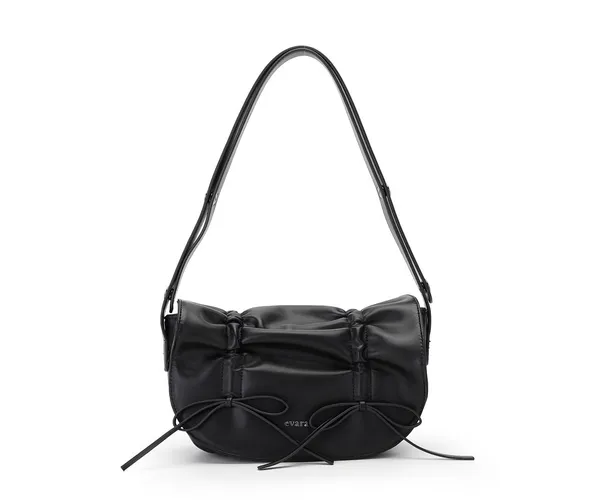 Black_Faux_Leather_Ruched_Shoulder_Bag_for_Women