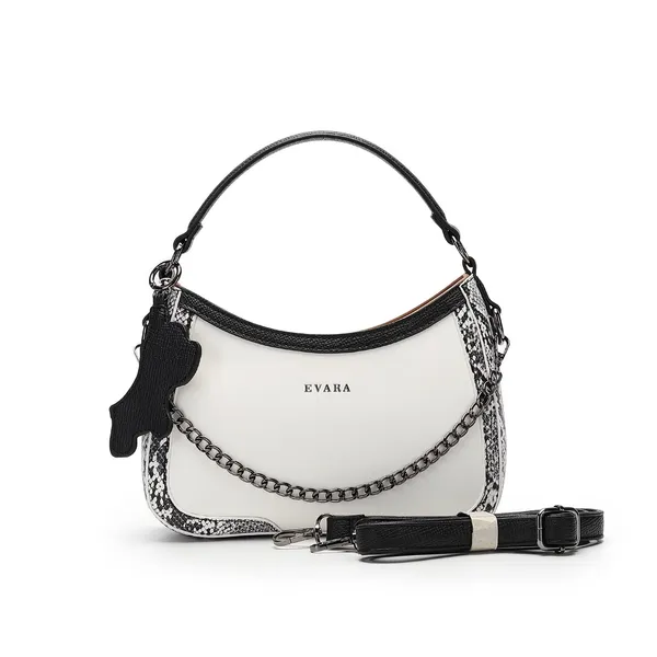 White_Snake_Print_Chain_Detail_Handbag_for_Women