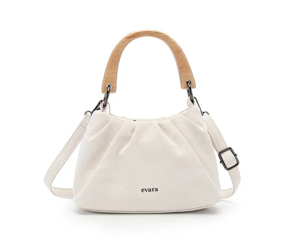 White_Ruched_Wooden_Handle_Handbag_for_Women
