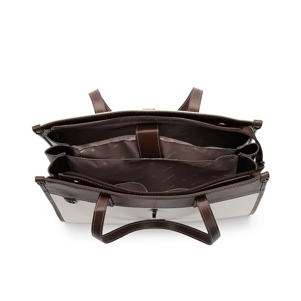 Brown_And_White_Two_Tone_Leather_Tote_Bag_With_Pouch