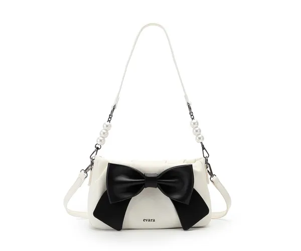 White_Leather_Bow_Applique_Sling_Bag_for_Women