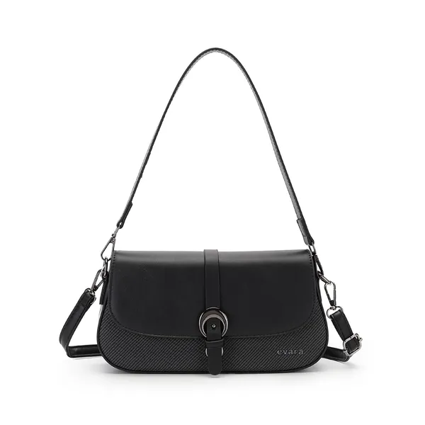 Black_Textured_Buckle_Detail_Shoulder_Bag_for_Women