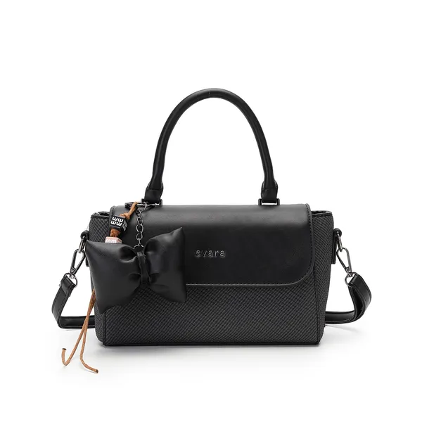 Black_Textured_Bow_Detail_Handbag_for_Women