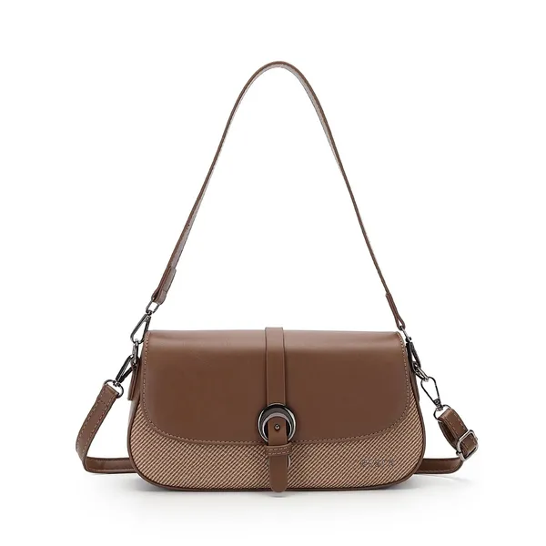 Brown_Textured_Leather_Baguette_Shoulder_Bag_for_Women
