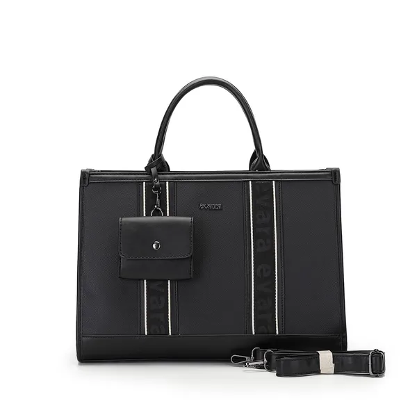 Black_Structured_Tote_Bag_With_Detachable_Coin_Pouch_for_Women