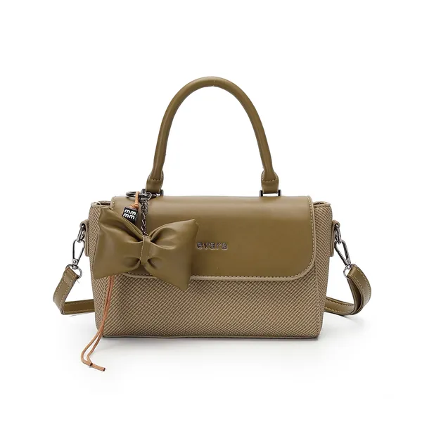 Olive_Textured_Handbag_with_Bow_Detail_for_Women