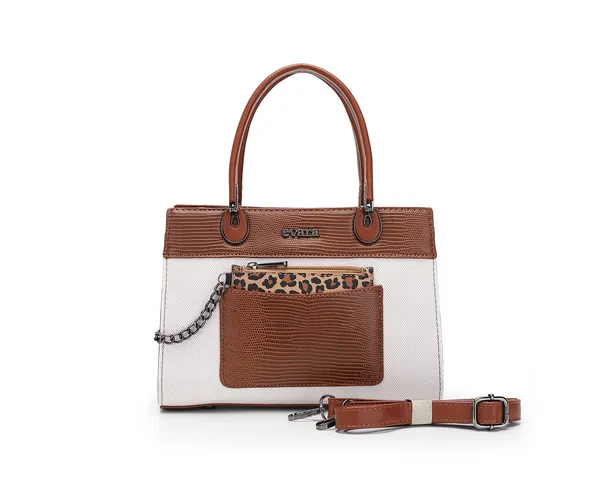 White_Tan_Textured_Leather_Handbag_with_Leopard_Print_Pouch