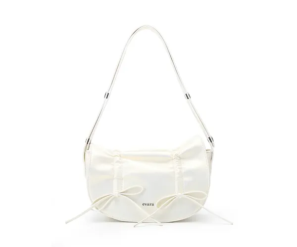 White_Faux_Leather_Bow_Detail_Shoulder_Bag_for_Women