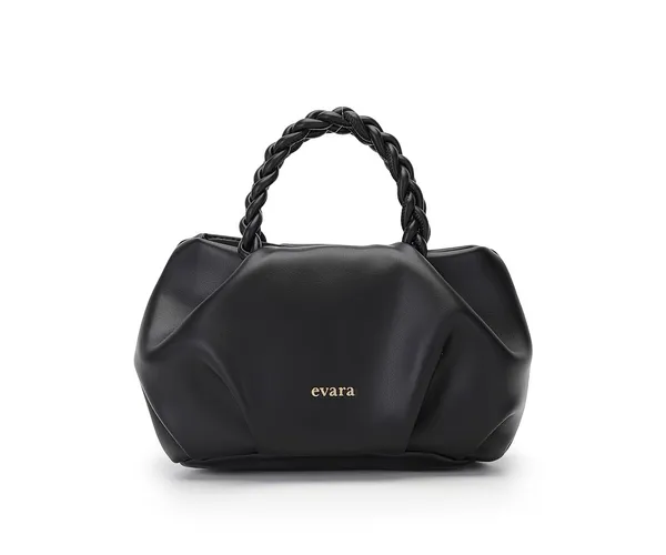 Evara_Black_Braided_Handle_Structured_Handbag