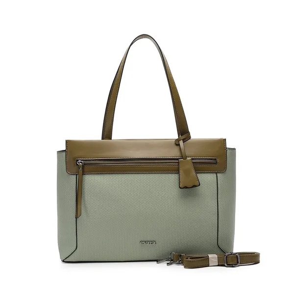 Sage_Green_Textured_Handbag_with_Tan_Trim_for_Women