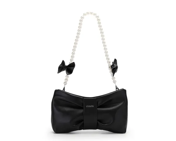 Black_Bow_Shaped_Handbag_With_Pearl_Chain_Strap_for_Women