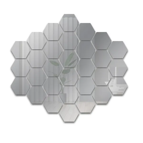 Silver_Hexagon_Acrylic_Wall_Mirror_Stickers_Pack_Of_24