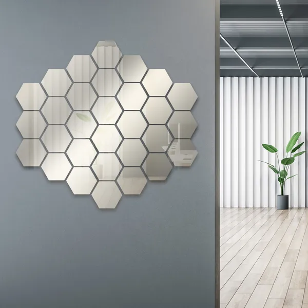 Silver_Hexagon_Acrylic_Wall_Mirror_Stickers_Pack_Of_24