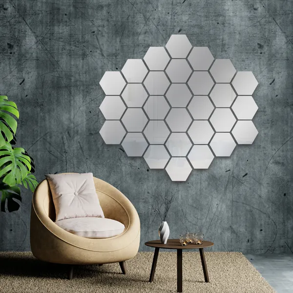 Silver_Hexagon_Acrylic_Wall_Mirror_Stickers_Pack_Of_24