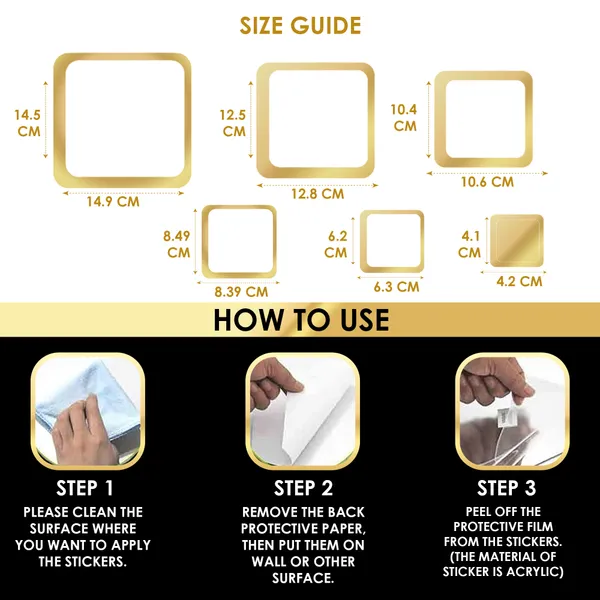 Golden_3Square_Acrylic_Wall_Mirror_Stickers_Pack_Of_3