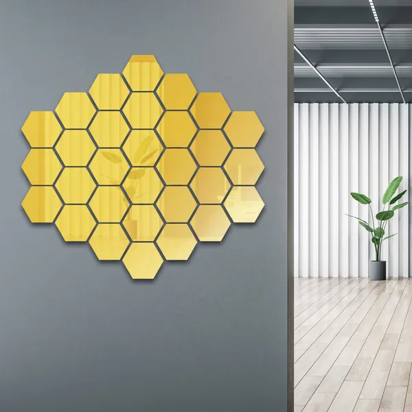 Golden_Hexagon_Acrylic_Wall_Mirror_Stickers_Pack_Of_24