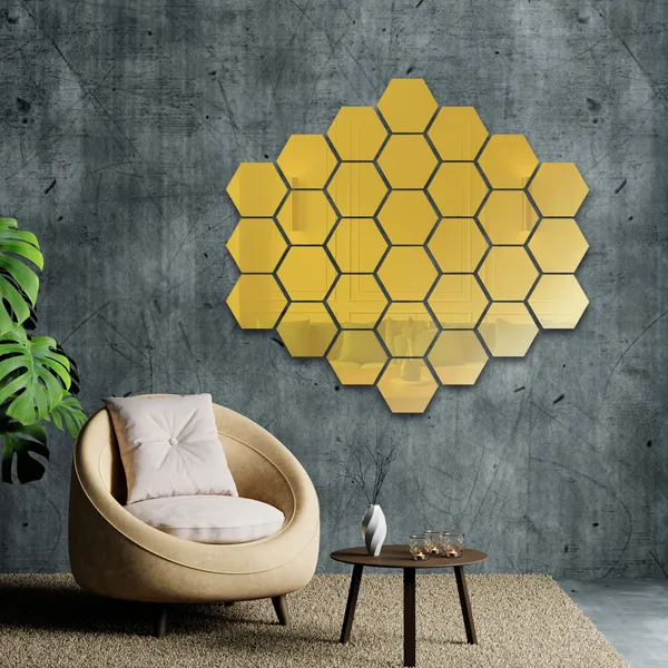 Golden_Hexagon_Acrylic_Wall_Mirror_Stickers_Pack_Of_24