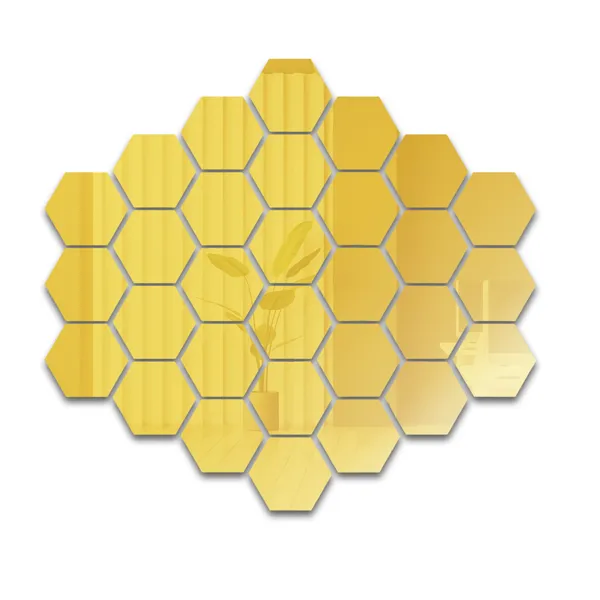 Golden_Hexagon_Acrylic_Wall_Mirror_Stickers_Pack_Of_24
