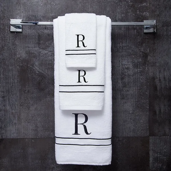 White_Monogrammed_Initial_R_Ultralux_Cotton_Bath_Hand_Face_Towels_Soft_Quick_Dry_Absorbent_Towels_For_Bathroom_Spa_Hotel_Gym_Personalized_Towel