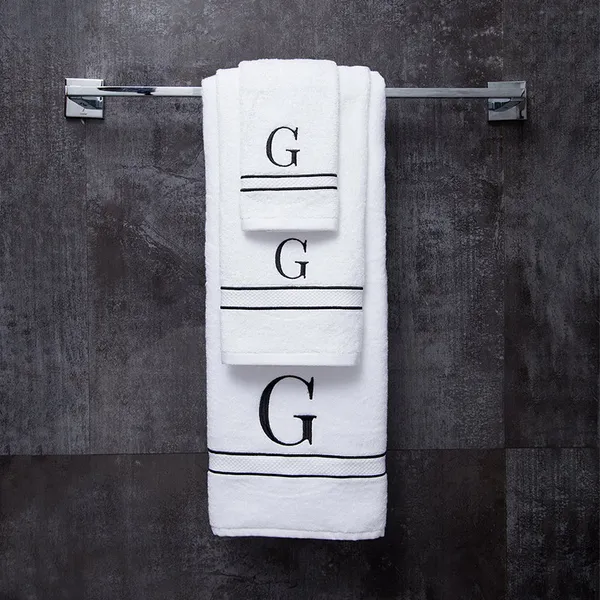 White_Monogrammed_Initial_G_Ultralux_Cotton_Bath_Hand_Face_Towels_Soft_Quick_Dry_Highly_Absorbent_Towels_For_Bathroom_Personalized_Towel_Set