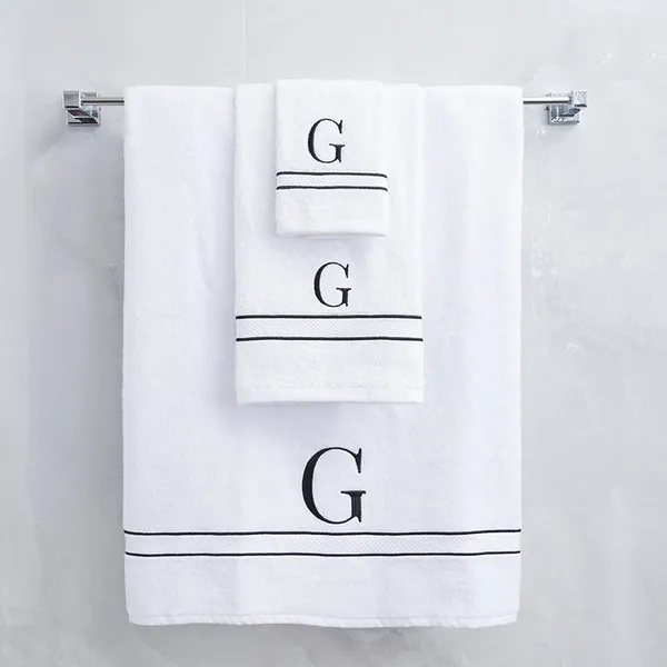 White_Monogrammed_Initial_G_Ultralux_Cotton_Bath_Hand_Face_Towels_Soft_Quick_Dry_Highly_Absorbent_Towels_For_Bathroom_Personalized_Towel_Set